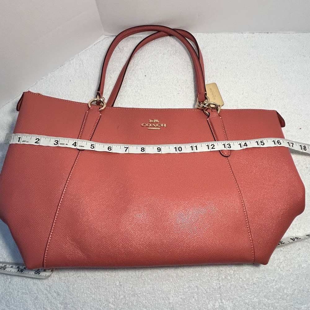 Coach Ava Tote Coral Pink Crossgrain Leather Shoulder Bag F57526 Gold Hardware - Picture 11 of 13